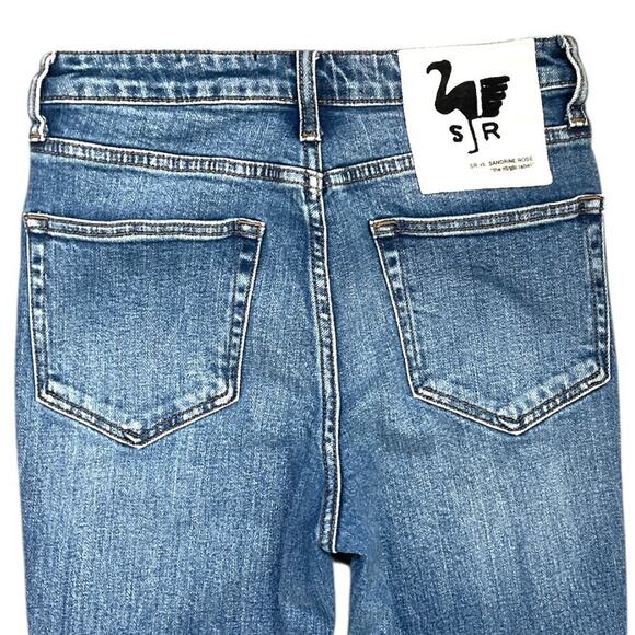 Sandrine Rose x Free People Super Flare Jeans Indigo Size 27 Distressed - Picture 9 of 16